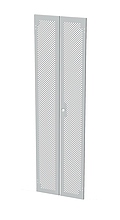 Dveře plechové s perforací LC-50, 42U, šířky 600, dvoukřídlé RAL7035, 1-b zámek - Solarix - Příslušenství