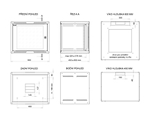 Produkt Rozvaděč nástěnný GrandN 9U 600mm, dveře plech, RAL 7035, GrandN-9U-66-21-G - Solarix - Nástěnné 19"