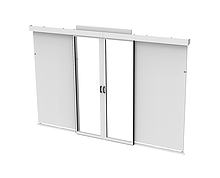 Posuvné dveře teplé/studené uličky se zvýšenou střechou pro skříně 42U, hloubka 1000 mm, na nožkách, RAL 7035 - Solarix - Datová centra