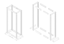 Produkt Rozvaděčový rám 19" 45U 600x1000, šedý, vysokonosný, nosnost 1200 kg, komplet, VR-45-G - Solarix - Otevřené rámy 19"