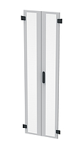 Dveře plechové s perforací LC-50, 42U, šířky 600 dvoudílné RAL7035 3bodový zámek - Solarix - Příslušenství