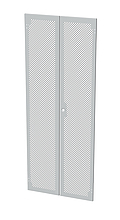 Dveře plechové s perforací LC-50, 42U, šířky 800, dvoukřídlé RAL7035, 1-b zámek - Solarix - Příslušenství