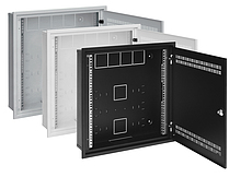 Produkt Rozvaděč SOHO LC-18 do zdi s lištami 2U, 4U a 11U, 550x550 černá RAL9005 s rámečkem k zazdění - Solarix - Nástěnné 19"