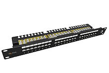 19" patch panel Solarix 24 x RJ45 CAT6 UTP s vyvazovací lištou 1U SX24L-6-UTP-BK-N - Solarix - Patch panely