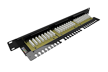 Produkt 19" patch panel Solarix 24 x RJ45 CAT6 UTP s vyvazovací lištou 1U SX24L-6-UTP-BK-N - Solarix - Patch panely