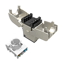 Produkt Samořezný keystone Solarix CAT6A STP SXKJ-10G-STP-RAL-SA, RAL FIT moduly, GROUND LOCK, Component Level a 4PPoE certifikace - Solarix - Keystony
