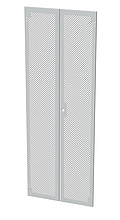 Dveře plechové s perforací LC-50, 45U, šířky 800, dvoukřídlé RAL7035, 1-b zámek - Solarix - Příslušenství