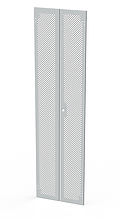Dveře plechové s perforací LC-50, 45U, šířky 600, dvoukřídlé RAL7035, 1-b zámek - Solarix - Příslušenství