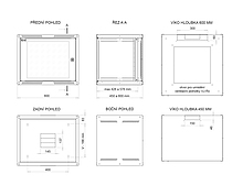 Produkt Rozvaděč nástěnný GrandN 6U 450mm, dveře sklo, RAL 7035, GrandN-6U-645-11-G - Solarix - Nástěnné 19"