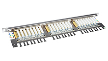 Produkt 19" patch panel Solarix 24xRJ45 CAT6 STP s vyvazovací lištou 0,5U SX24HD-6-STP-SL - Solarix - Patch panely