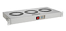 Chladící jednotka 19" 1U 2 ventilátory s bimetalovým termostatem RAL 7035 do 19" lišt VJ19-2-T-G - Solarix - 19" příslušenství