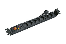 Napajeci panel ACAR S8 FA 3m 8 pozic BK včetně držáků do 19" lišt 1U, ACAR-S8-FA - Solarix - 19" příslušenství