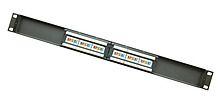 Produkt 19" patch panel Solarix 12 x RJ45 CAT5E UTP 150 MHz černý 1U SX12-5E-UTP-BK - Solarix - Patch panely