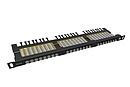 19" patch panel Solarix 24xRJ45 CAT6 UTP s vyvazovací lištou černý 0,5U SX24HD-6-UTP-BK - Solarix - Patch panely