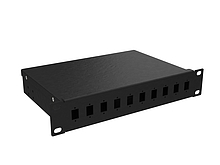 Vana optická 10" 1U BK včetně čela SC 10 portů simplex FO-10-1-10SCS-B - Solarix - Optické vany a čela