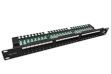 19" patch panel Solarix 24 x RJ45 CAT5E UTP s vyvazovací lištou 1U SX24L-5E-UTP-BK-N - Solarix - Patch panely