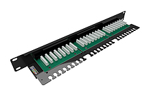 Produkt 19" patch panel Solarix 24 x RJ45 CAT5E UTP s vyvazovací lištou 1U SX24L-5E-UTP-BK-N - Solarix - Patch panely