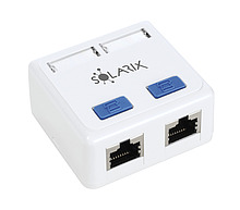 Zásuvka Solarix CAT5E STP 2 x RJ45 na omítku bílá SX288-5E-STP-WH - Solarix - Zásuvky