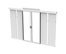 Posuvné dveře teplé/studené uličky se zvýšenou střechou pro skříně 42U, hloubka 1200 mm, na nožkách, RAL 7035 - Solarix - Datová centra