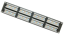 Produkt 19" patch panel Solarix 48 x RJ45 CAT5E UTP 150 MHz černý 2U SX48-5E-UTP-BK - Solarix - Patch panely