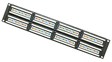 Produkt 19" patch panel Solarix 48 x RJ45 CAT5E UTP 150 MHz černý 2U SX48-5E-UTP-BK - Solarix - Patch panely